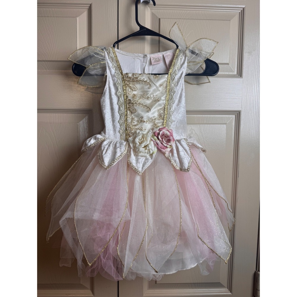Fairy Dust Girls Princess Costume Dress Cream‎ Pink Gold Glitter Tulle Size 4